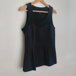 Comptoir des Cotonniers Textured Black Peplum Top